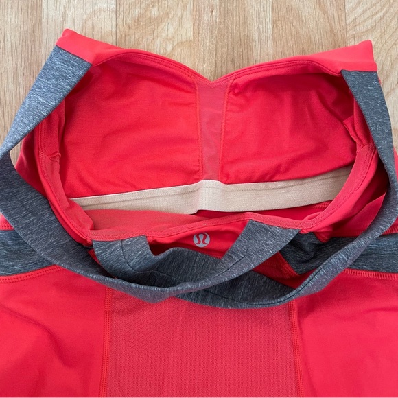 Lululemon Push Ur Limits Tank Top Red Coral Gray Size 6 Criss Cross Back Passion - Picture 6 of 16